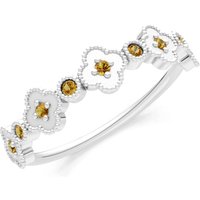 Citrine and Diamond Faux Clover Cut Ring in 9ct White Gold