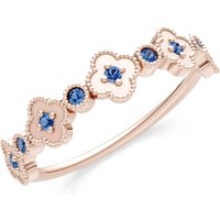London Blue Topaz and Diamond Faux Clover Cut Ring in 9ct Rose Gold