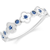 London Blue Topaz and Diamond Faux Clover Cut Ring in 9ct White Gold