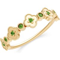 Peridot and Diamond Faux Clover Cut Ring in 9ct Gold