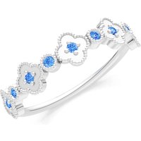 Swiss Blue Topaz and Diamond Faux Clover Cut Ring in 9ct White Gold
