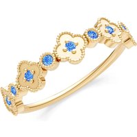 Swiss Blue Topaz and Diamond Faux Clover Cut Ring in 18ct Gold