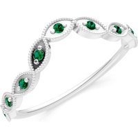 Emerald Curve Cut Band Ring in 9ct White Gold