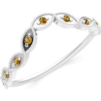 Citrine Curve Cut Band Ring in 9ct White Gold