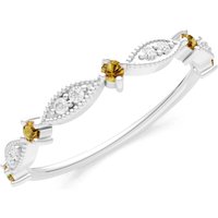 Citrine and Diamond Milgrain Multi Stone Cut Stack Ring in 18ct White Gold