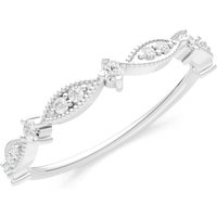 Diamond Milgrain Multi Stone Cut Stack Ring in 18ct White Gold