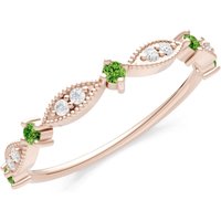 Peridot and Diamond Milgrain Multi Stone Cut Stack Ring in 9ct Rose Gold