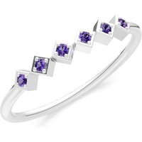 Amethyst Hex Band Ring in 9ct White Gold