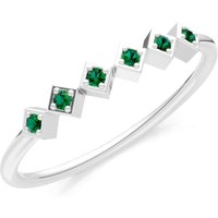 Emerald Hex Band Ring in 9ct White Gold