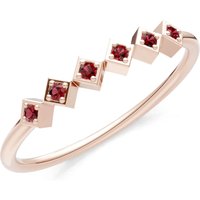 Garnet Hex Band Ring in 9ct Rose Gold