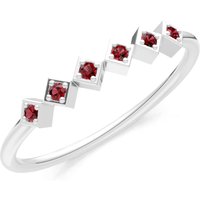 Garnet Hex Band Ring in 9ct White Gold