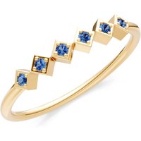 London Blue Topaz Hex Band Ring in 18ct Gold