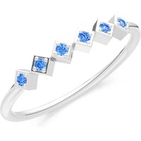 Swiss Blue Topaz Hex Band Ring in 18ct White Gold