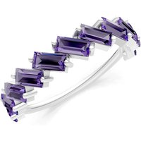 Amethyst Zigzag Baguette Cut Prong Bar Full Band Ring in 18ct White Gold