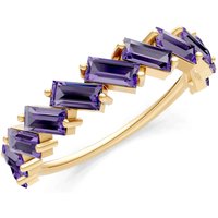 Amethyst Zigzag Baguette Cut Prong Bar Full Band Ring in 18ct Gold