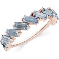 Aquamarine Zigzag Baguette Cut Prong Bar Full Band Ring in 9ct Rose Gold