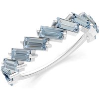 Aquamarine Zigzag Baguette Cut Prong Bar Full Band Ring in 9ct White Gold