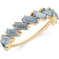 Aquamarine Zigzag Baguette Cut Prong Bar Full Band Ring in 18ct Gold