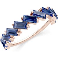 Sapphire Zigzag Baguette Cut Prong Bar Full Band Ring in 9ct Rose Gold