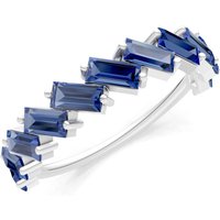 Sapphire Zigzag Baguette Cut Prong Bar Full Band Ring in 18ct White Gold