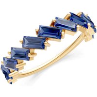 Sapphire Zigzag Baguette Cut Prong Bar Full Band Ring in 18ct Gold