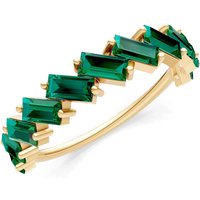 Emerald Zigzag Baguette Cut Prong Bar Full Band Ring in 9ct Gold