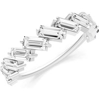Diamond Zigzag Baguette Cut Prong Bar Full Band Ring in 9ct White Gold