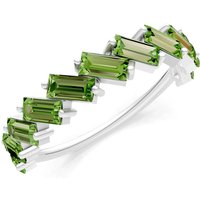 Peridot Zigzag Baguette Cut Prong Bar Full Band Ring in 18ct White Gold