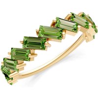 Peridot Zigzag Baguette Cut Prong Bar Full Band Ring in 18ct Gold