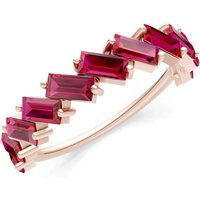 Ruby Zigzag Baguette Cut Prong Bar Full Band Ring in 9ct Rose Gold