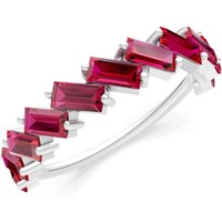 Ruby Zigzag Baguette Cut Prong Bar Full Band Ring in 9ct White Gold