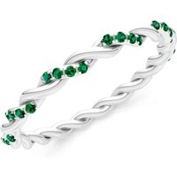 Emerald Rope Cut Twist Eternity Ring in 9ct White Gold
