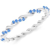 Swiss Blue Topaz Rope Cut Twist Eternity Ring in 18ct White Gold