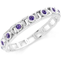Amethyst Dot Band Ring in 9ct White Gold