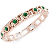 Emerald Dot Band Ring in 9ct Rose Gold
