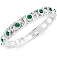 Emerald Dot Band Ring in 9ct White Gold