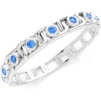 Swiss Blue Topaz Dot Band Ring in 18ct White Gold