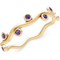 Amethyst Wave Bezel Station Band Ring in 9ct Gold