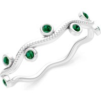 Emerald Wave Bezel Station Band Ring in 18ct White Gold