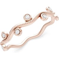 Diamond Wave Bezel Station Band Ring in 9ct Rose Gold