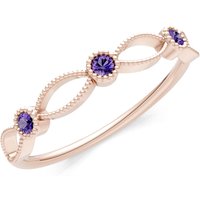 Amethyst Leaf Trio Band Ring in 9ct Rose Gold