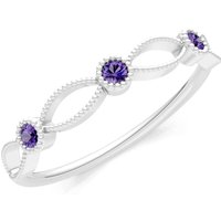 Amethyst Leaf Trio Band Ring in 18ct White Gold