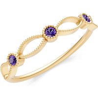 Amethyst Leaf Trio Band Ring in 18ct Gold