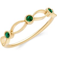 Emerald Leaf Trio Band Ring in 9ct Gold