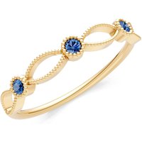London Blue Topaz Leaf Trio Band Ring in 18ct Gold