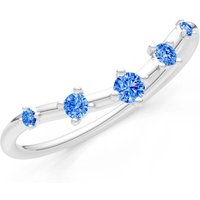 Swiss Blue Topaz Tiara 5 Stone Half Band Ring in 18ct White Gold