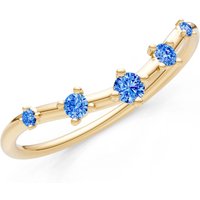 Swiss Blue Topaz Tiara 5 Stone Half Band Ring in 18ct Gold
