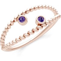 Amethyst Rope Cut Double Station Band Ring in 9ct Rose Gold