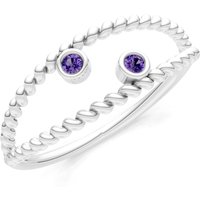 Amethyst Rope Cut Double Station Band Ring in 18ct White Gold