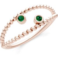 Emerald Rope Cut Double Station Band Ring in 9ct Rose Gold